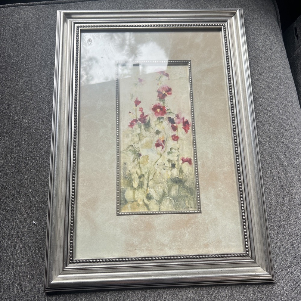 Sonoma‎ Framed Wall Art Unisex 12x18 Silver Cheri Blum Floral Botanical Beaded